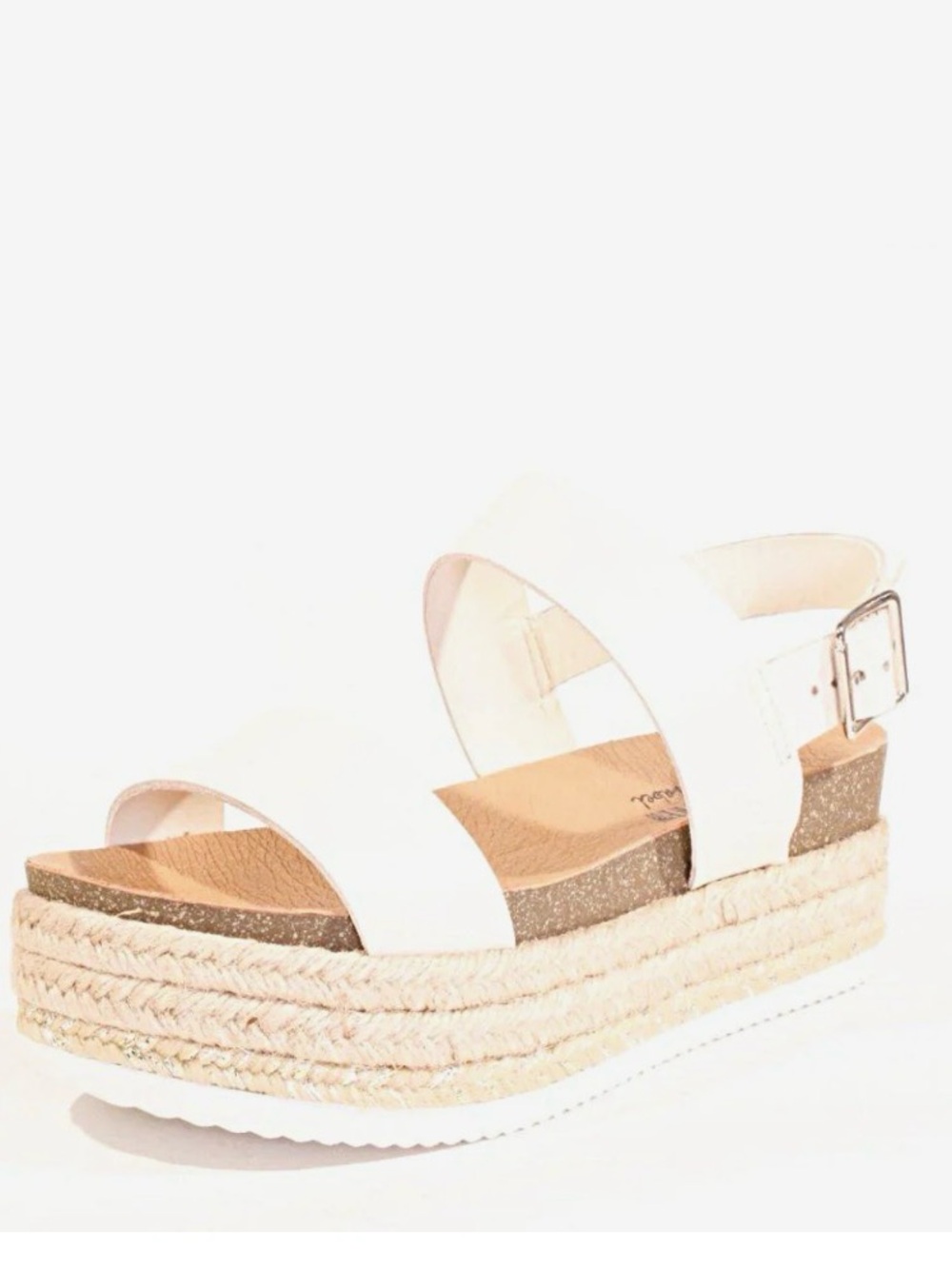 Colby Bone Platform Espadrille Sandals with Buckle